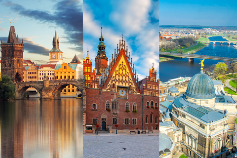 Cities Prague, Wroclaw and Dresden