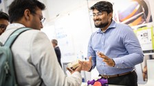 Präsentation eines Start-ups der transCampus-Kooperation zwischen der TUD und dem IITM auf der GITEX Europe 2025 in Berlin