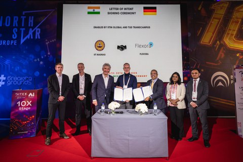 Unterzeichnung einer Absichtserklärung (LoI) des Dresdner Start-ups Flexora mit dem indischen IITM