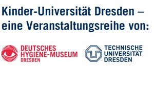 Dieses Bild zeigt das Logo des Deutschen Hygiene-Museums Dresden und der TU Dresden. Mit diesem Bild wird gezeigt, dass diese beiden Institutionen gemeinsam die Kinder-Universität Dresden organisieren.