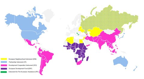 Weltkarte mit Förderländern