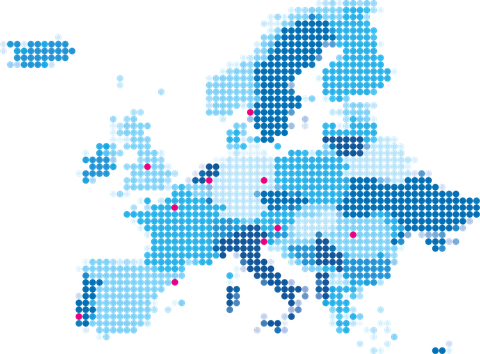 Eine Europakarte auf der die Partneruniversitäten verzeichnet sind