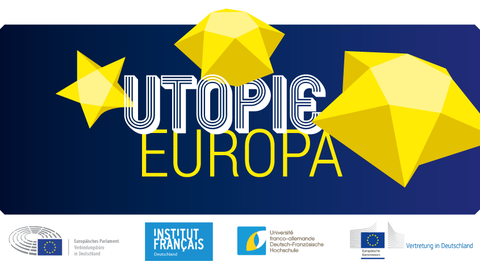 Das Logo in Blau-gelb von Utopia Europa