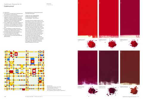 Eine Doppelseite aus dem Farbenbuch zum Cadmiumrot