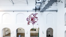 Aljoscha: extraterrestrial origin of life (2022); Installationsansicht der Intervention in der Galerie der Kustodie im Görges-Bau, TU Dresden