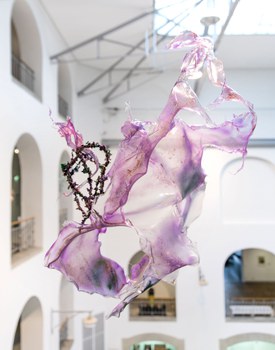 Aljoscha: extraterrestrial origin of life (2022); Installationsansicht der Intervention in der Galerie der Kustodie im Görges-Bau, TU Dresden