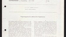 Patentschrift Nr. 4435 Programmgesteuerter elektronischer Digitalrechner – Der Kleinstrechenautomat D 4a – vom 17. Juli 1959