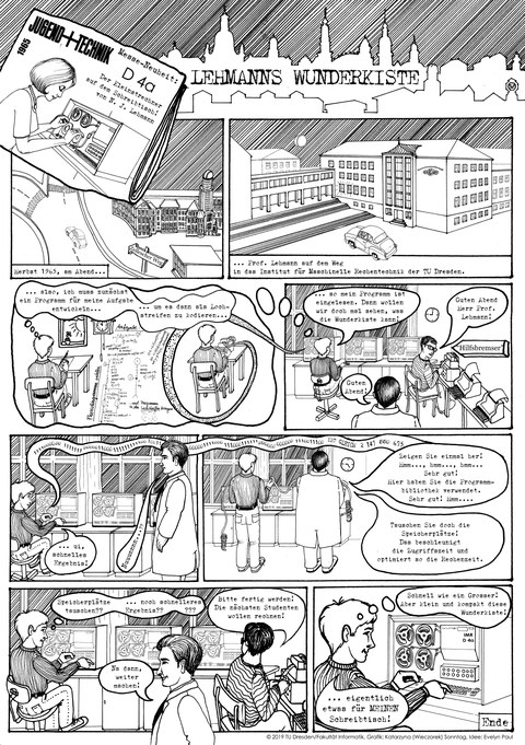 Comic zum D 4a – erstellt anlässlich des 50 jährigen Jubiläums des Studiengangs Informatik 2019_2