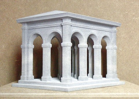 Reliefperspektive einer Bogenhalle nach Ludwig Burmester, nachgebaut mit einem 3D-Drucker am Insititut für Geometrie
