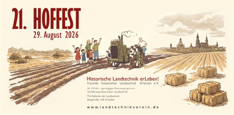 Werbebanner zum 21. Hoffest der Freunde historischer Landtechnik Dresden e.V.