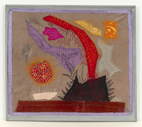 Agathe Böttcher, Landschaft mit rotem Baum, 1975, Kunstbesitz der Kustodie der TUD