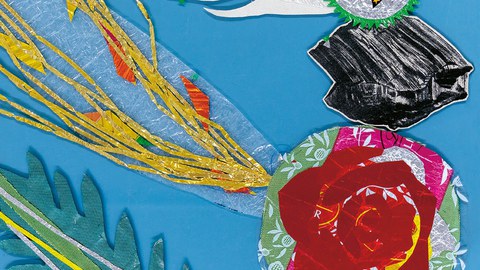 Sophie Lindner: Hinterglasarbeit „Komet Rose, Grüner Komet, Komet Pusteblume“ (2025) 