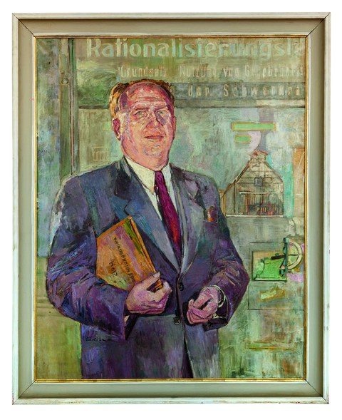 Ernst Hassebrauk: Rektor Professor Kurt Koloc, 1950; Öl auf Leinwand; 120 × 95 cm; Kunstbesitz der TU Dresden