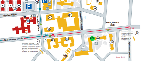 Lageplan: MITZ auf dem UKD-Campus