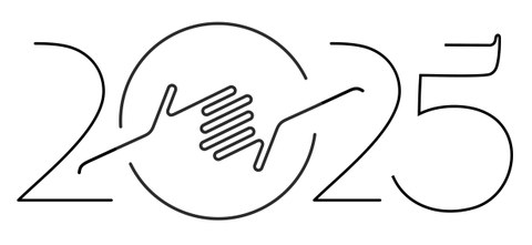 Das Bild zeigt die Zahl 2025, in der 0 reichen sich 2 Hände