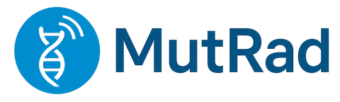 Kreis mit DNA-Sequenz und Schriftzug MutRad daneben