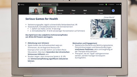Screenshot aus dem Online-Meeting – Sophia Grummt und Caroline Glathe (v.l.n.r.)