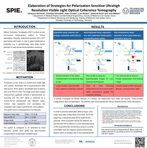 Das Bild zeigt ein Poster zum Thema polarisationssensitive optische Kohärenztomografie.