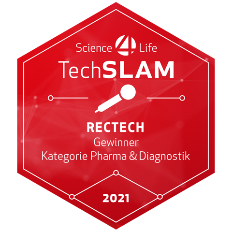 Auszeichnungsiegel TechSLAM 2021 des Wettbewerbs Science4Life