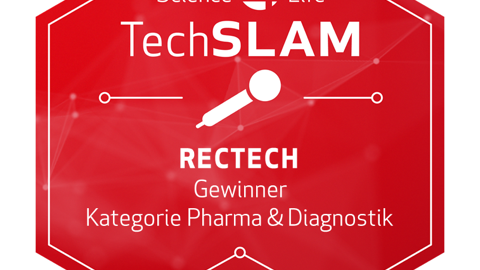 Auszeichnungsiegel TechSLAM 2021 des Wettbewerbs Science4Life