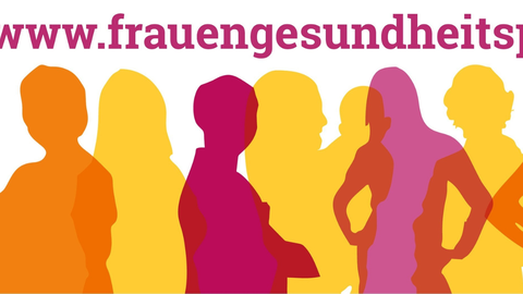 Banner des Frauengesundheitsportals des Bundesinstituts für Öffentliche Gesundheit: Gezeigt werden Silhouetten von Frauen