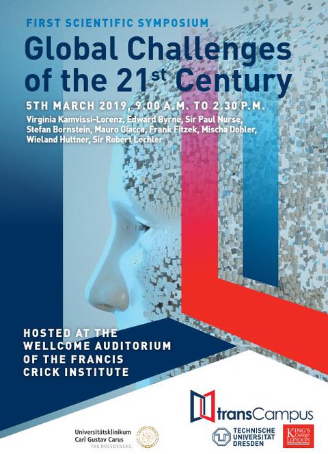Poster of the symposium with the picture of an artificial head composed of thousands of splitters.