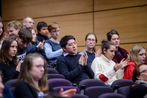 the audience, students applauding