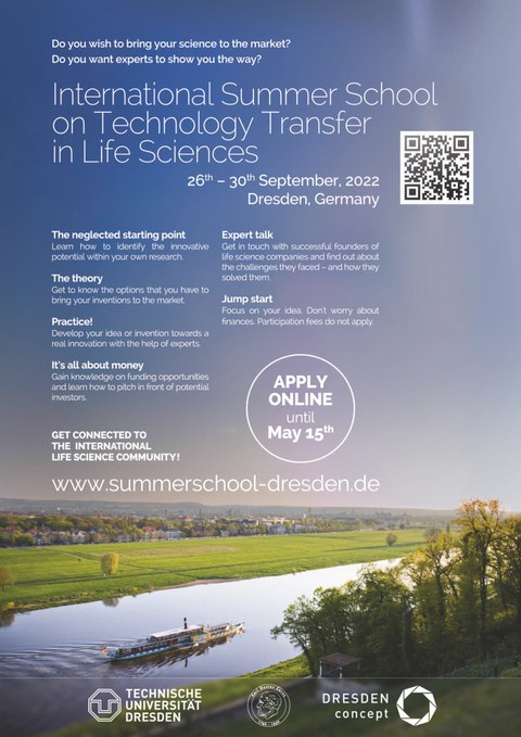 Poster für die International Summer School on Technology Transfer in Life Sciences