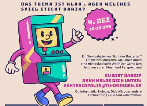 Game Jam im Biologiegebäude, Thema Bakterien.