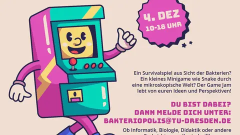 Game Jam im Biologiegebäude, Thema Bakterien.
