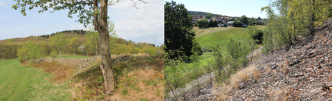 links: Steinrücke bei Altenberg/ rechts: Bergbauhalde