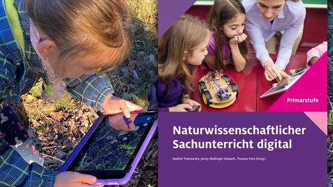 Kind mit Tablet im Wald