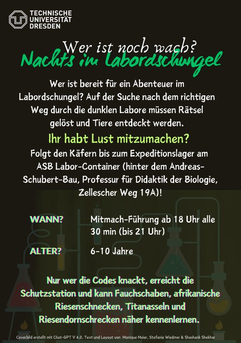 Flyer-Rückseite mit Angaben zu Zeit und Ort