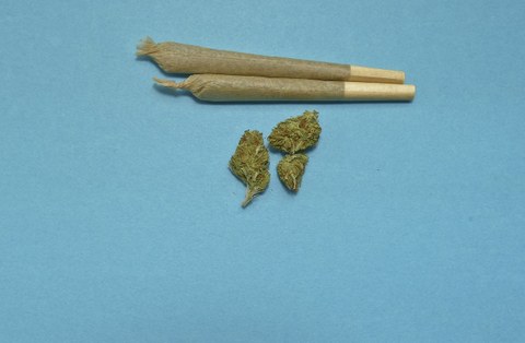 Zwei Joints und getrocknetes Cannabis