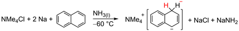 Reaktionsgleichung zur Bildung von NMe4(HNaph).