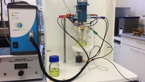 RRDE Setup mit 3-Elektrodenaufbau