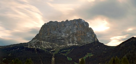 A Photograph of the Mountain Saslong, as seen from Passo Gardena, close to the venue of the 6th CWC