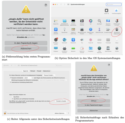 Screenshots wie bei Mac OS nicht registierte Entwickler:innen zugelassen werden