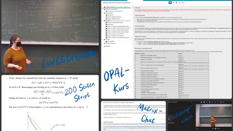 Bilder zur Vorlesung (Tafelbild, Skript, Video-Feed, Opalkurs)