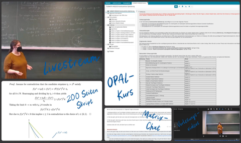 Bilder zur Vorlesung (Tafelbild, Skript, Video-Feed, Opalkurs)