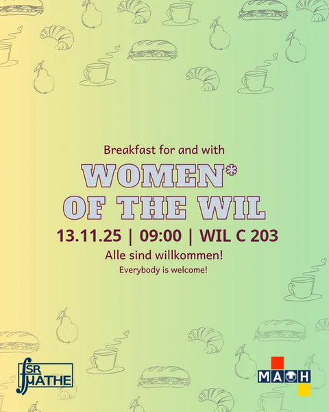 Ein farbiger Untergrund mit Tassensymbolen und der Aufschrift mit dem Datum zur Veranstaltung.