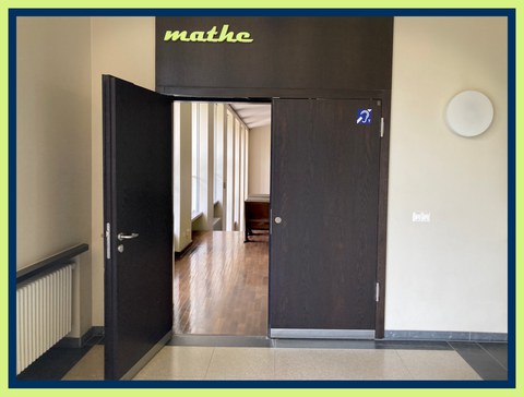 Image of the entrance of the math auditorium at Trefftz-bau