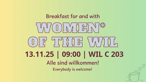 Ein farbiger Untergrund mit Tassensymbolen und der Aufschrift mit dem Datum zur Veranstaltung.