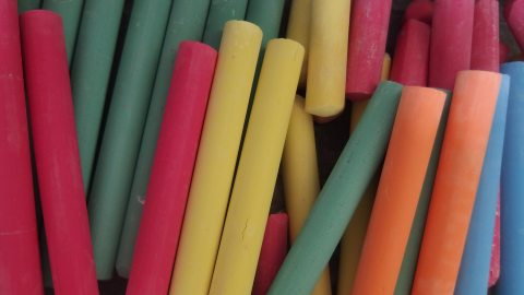 A photo of coloured chalks