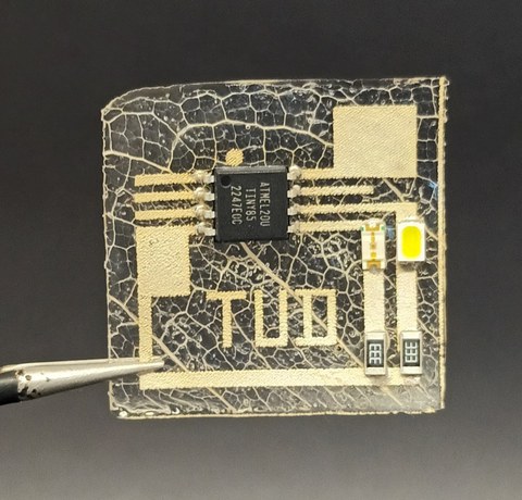 Hybrid circuit on Leaftronic substrate