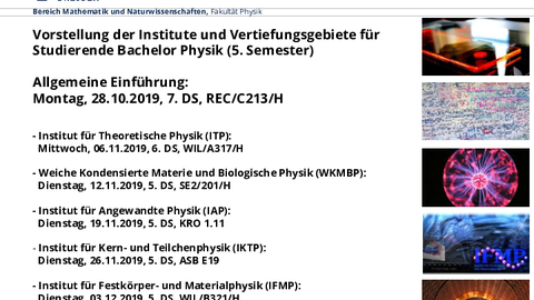 Informationsveranstaltung Institute Bachelor