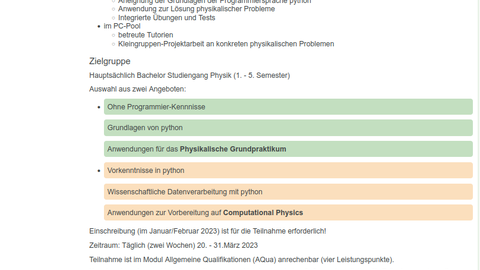 Programmierkurs im März 2023