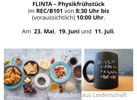 Einladungsplakat mit Bildern von Lebensmitteln und Kaffeetasse