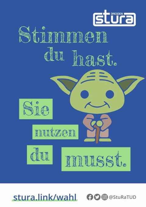 Yoda der sagt "Stimmen du hast, sie nutzen du musst"