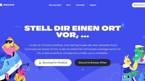 Das Bild zeigt einen Screenshot der Discord-Website